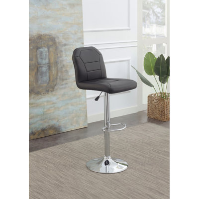 Faux Leather Bar Stool with Footrest and Back