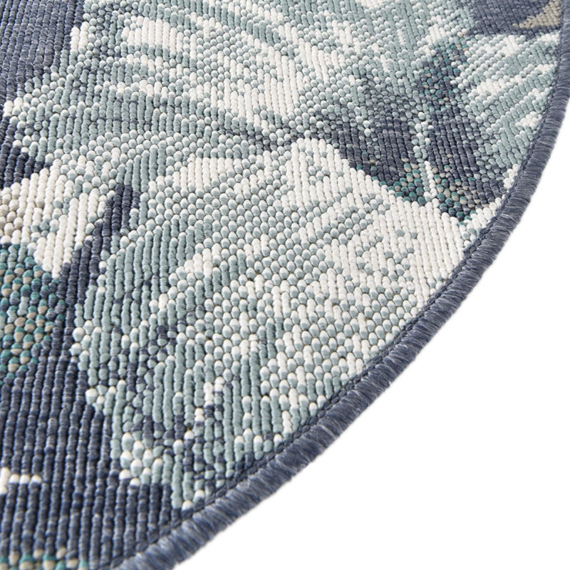 Tapis bleu foncé d'extérieur Ayton, Rond 7 pi