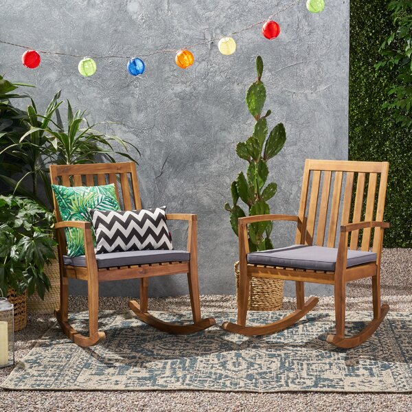 Union Rustic Brookport Acacia Outdoor Rocking Chair & Reviews | Wayfair