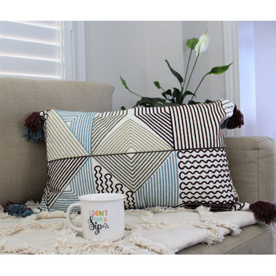 Cuddy Cotton Geometric Lumbar Pillow Cover