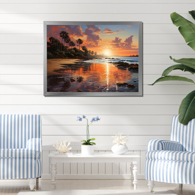 «Beach Sunset Beach IV», reproduction sur toile encadrée