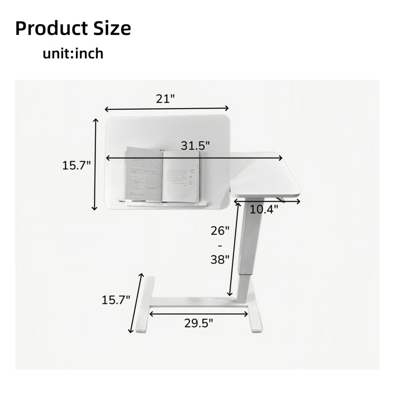 Table de chevet pliante, support mobile pour ordinateur portable, table de chevet inclinable avec roulettes, plateau à hauteur réglable (blanc)