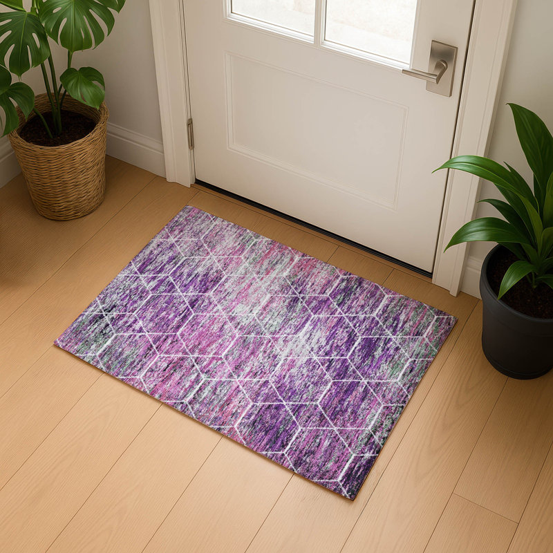 Premium Machine Washable Lubbers AMF1724 Geometric Rug, Rectangle 1'8" x 2'6"