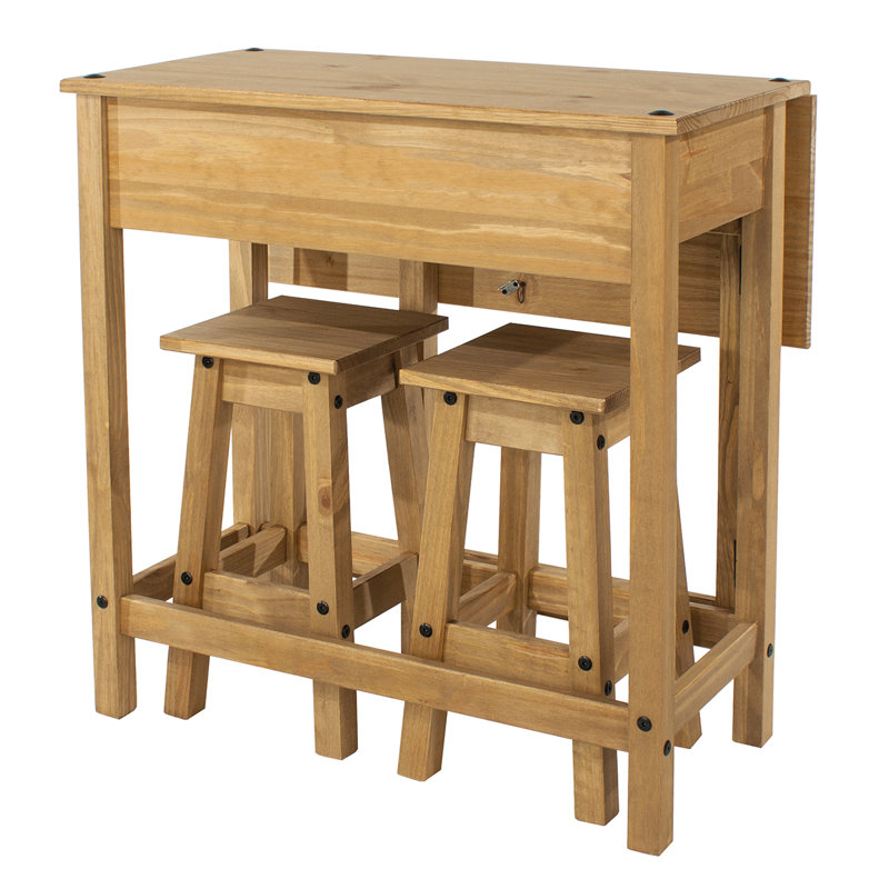Loveday 2 - Person Pine Solid Wood Top Four Leg Dining Set, Natural, Natural, Natural
