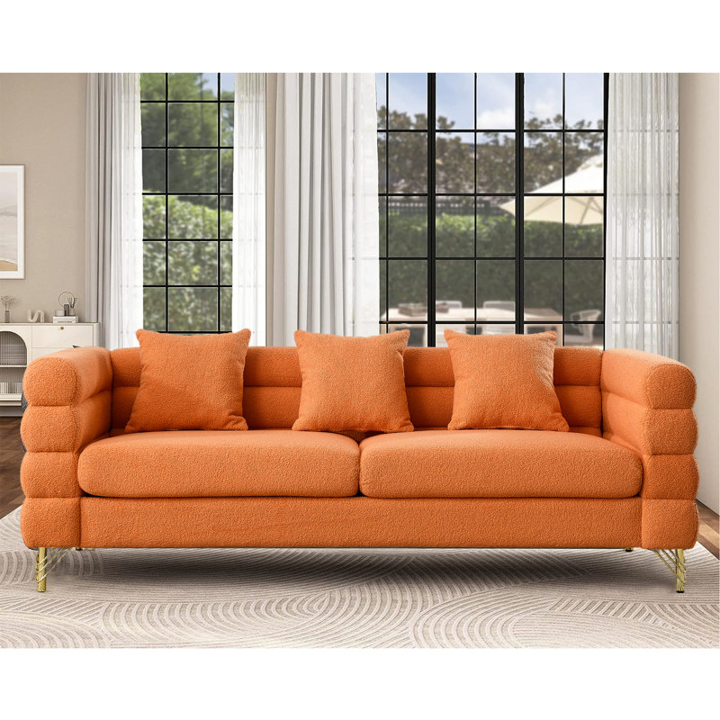 Myrle Upholstered 81'' Sofa, Orange Wool