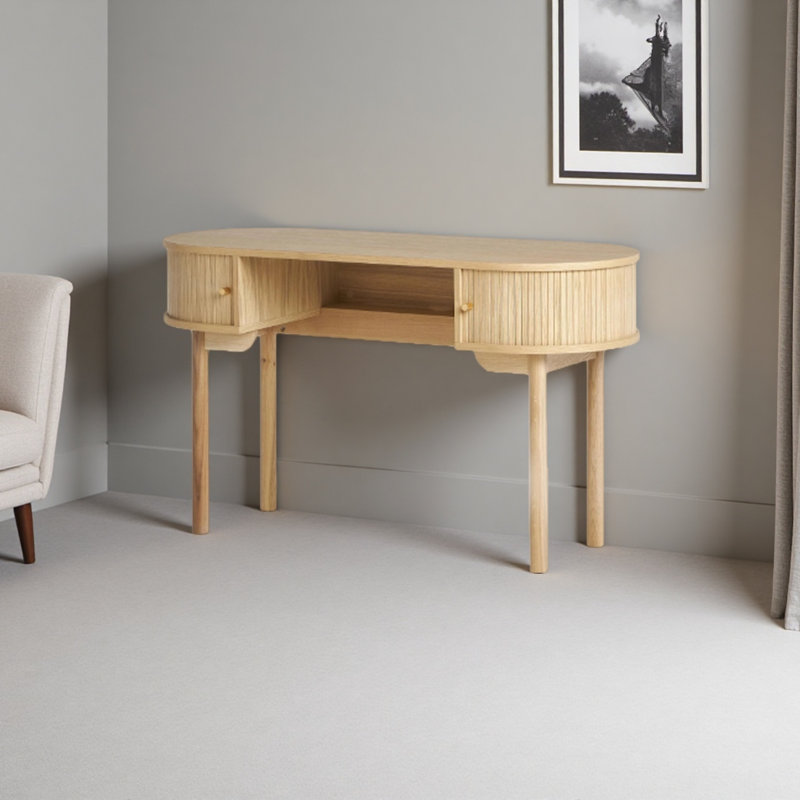 Bureau rétro en bois massif ovale