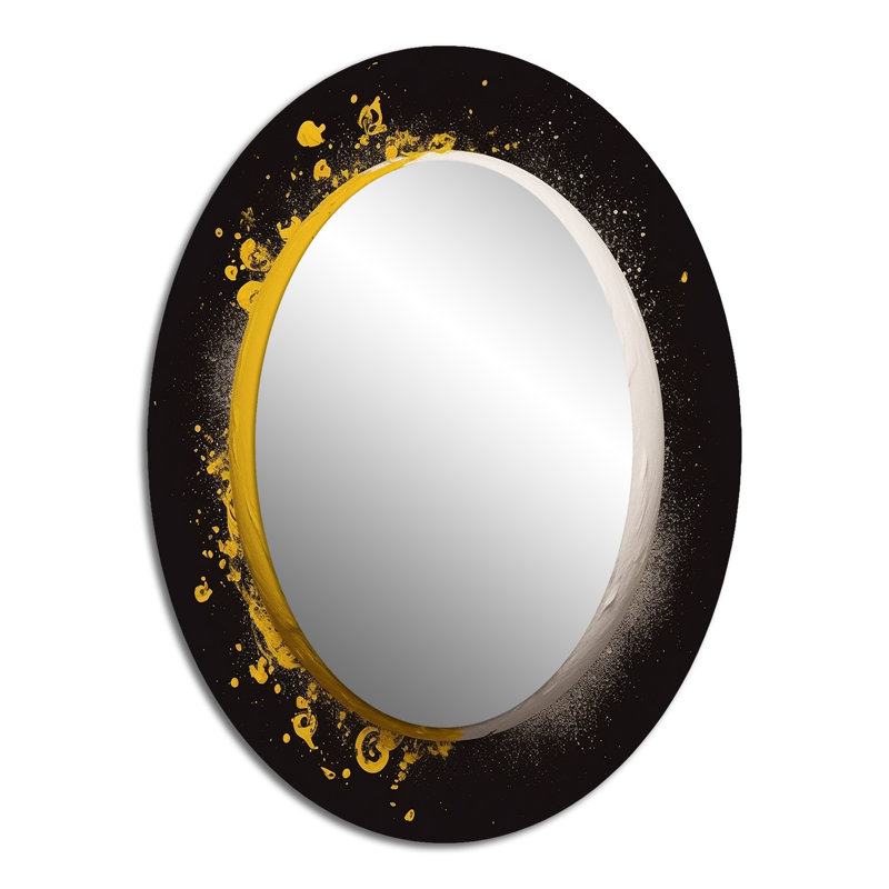 Yellow White Yin And Yang - Spiritual Oval Decorative Mirror On Metal, 40" x 30"