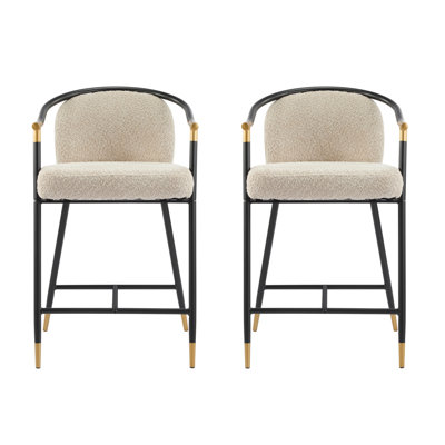 Tabouret de comptoir de 26 po de hauteur avec cadre en métal (ensemble de 2) - amande