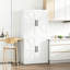 Armoire de rangement pour garde-manger en acier blanc avec tablettes réglables, support de charge multicouche, résistant aux intempéries, convient aux cuisines, salles de bains et salons