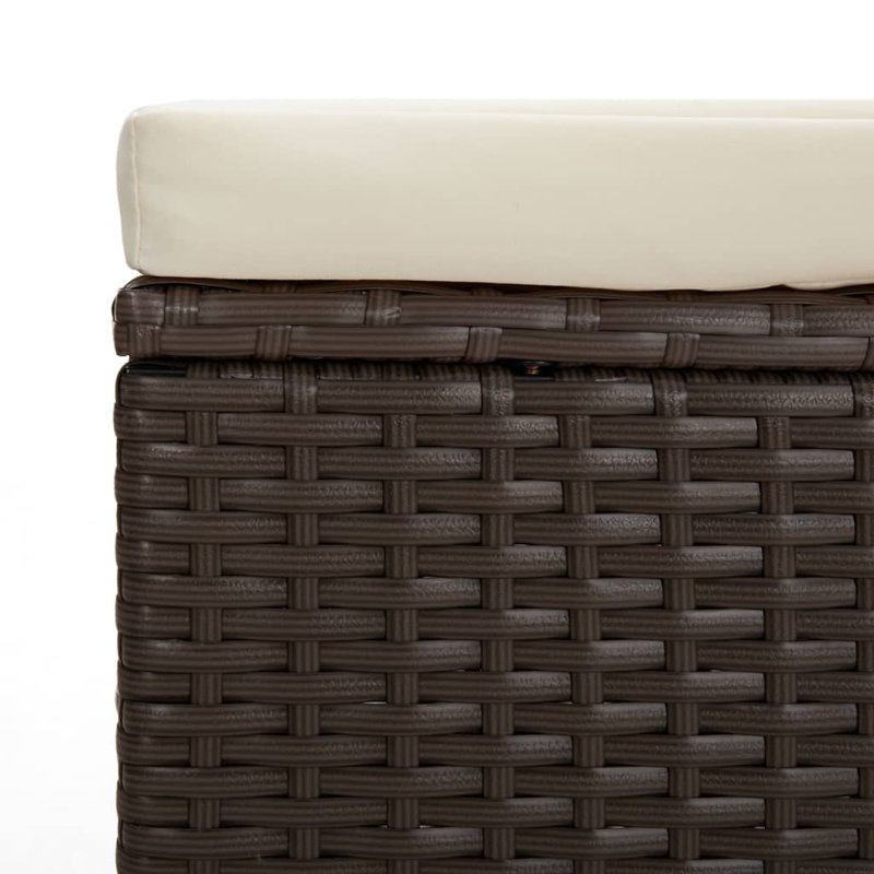 Upholstered Outdoor Ottoman, Brun