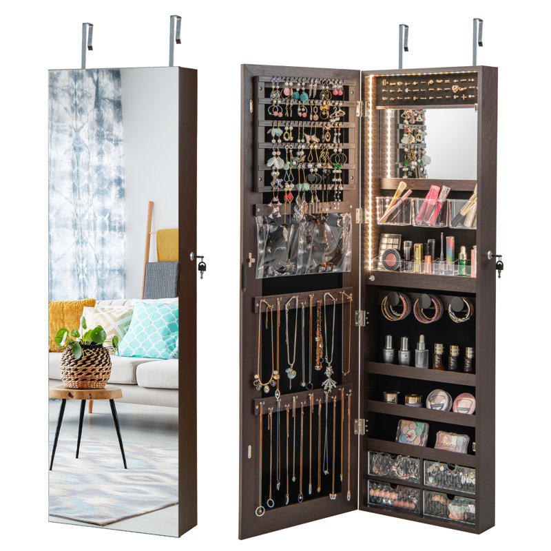 Armoire à bijoux avec miroir, Brun
