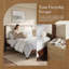 Structure de lit grand format en bois massif espresso avec tête de lit en velours beige luxueux - aucun sommier requis-1006324031