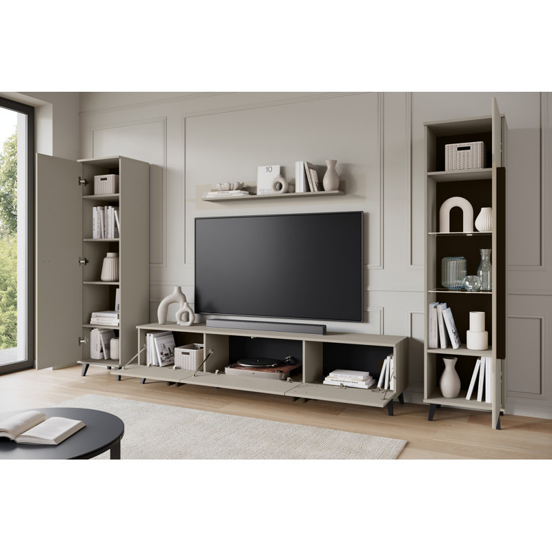Huron Ii Wall Unit In Colour: Black, Beige/Black