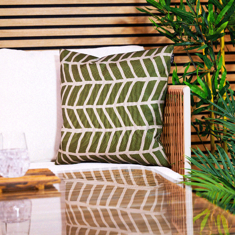 Print Indoor-Outdoor Cushion, Green/Beige