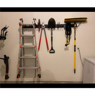 Organisateur de jardin, support mural pour organisateur de garage 48 pouces, supports muraux en acier robuste pour outils, noir