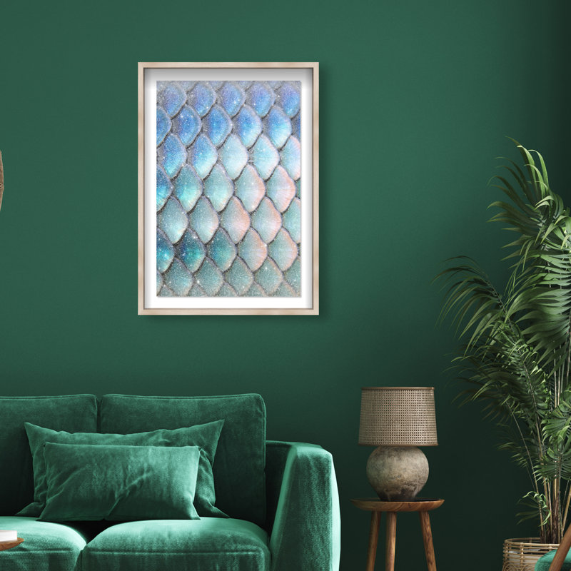 Mermaid Zoom Shadowbox Fantasy & Sci Fi Print by Oliver Gal, Black Frame, 10 x 15, 31.5"H x 21.5"W, Natural Oak Shadowbox