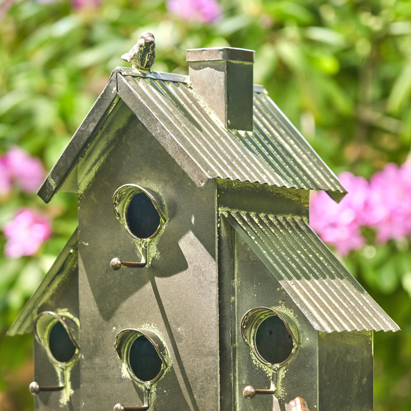 Newtown 76.75'' H x 16.25'' W x 8.5'' D Metal Multihome Birdhouse Stake
