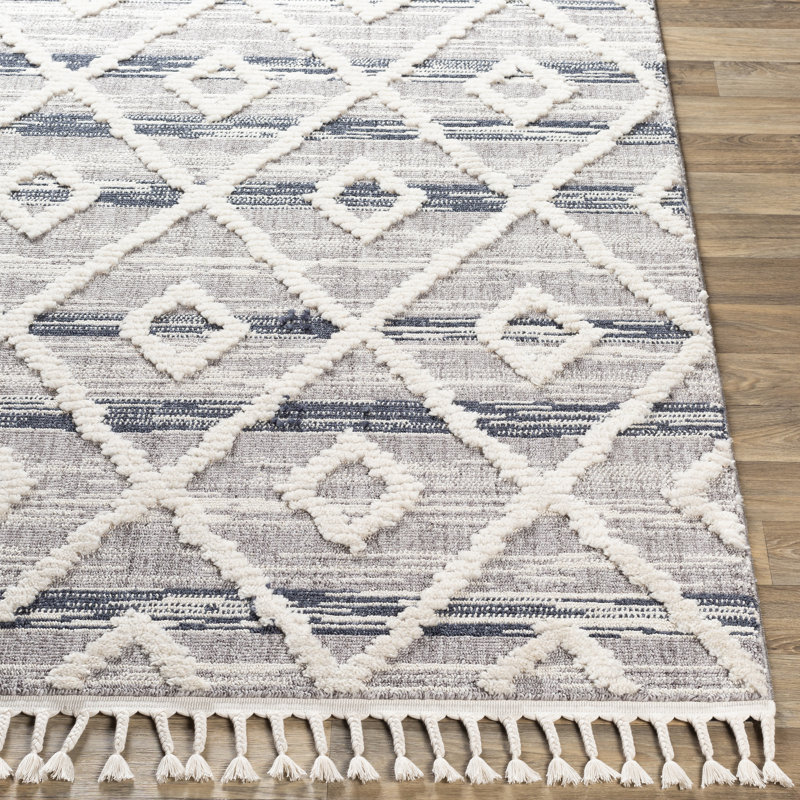 Highpoint Geometric Gray/Cream Area Rug, Rectangle 5'3" x 7'3"