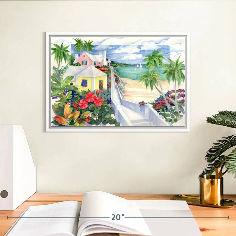 Island Cliff, Cadre flottant blanc, 13 po x 9 po