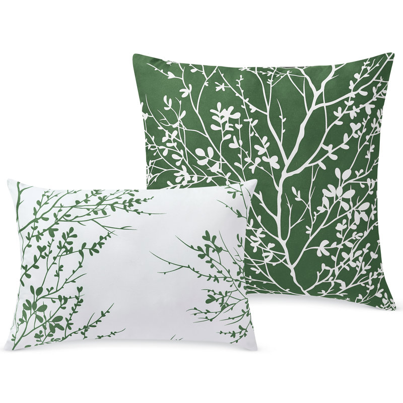 Ensemble d'édredon réversible en microfibre 6 pièces, Très grand édredon + 2 taies décoratives + 2 co, Vert