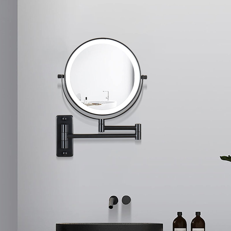 Johara Round Wall Mirror, Black