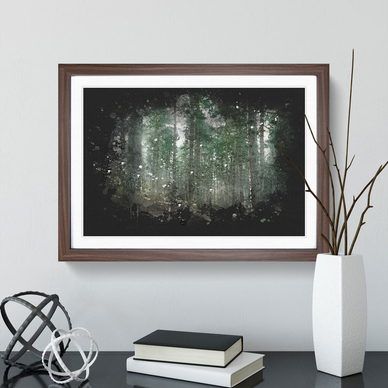 Conifer Tree Forest Vol.2 - Picture Frame Painting, Walnut, 27cm H x 36cm W x 2cm D
