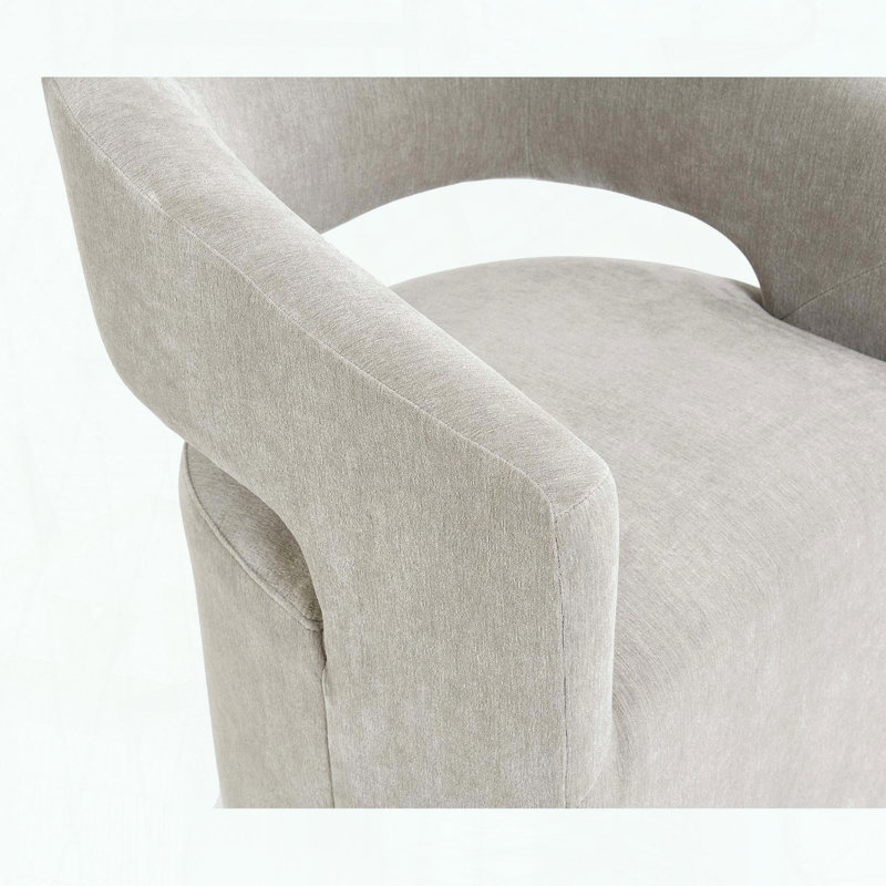 Chaise avec accoudoirs 1 pièce de style contemporain en tissu texturé neutre, Taupe