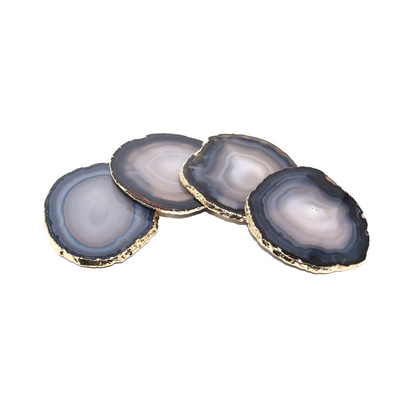 Agate Coaster with Gold Edge, Natural