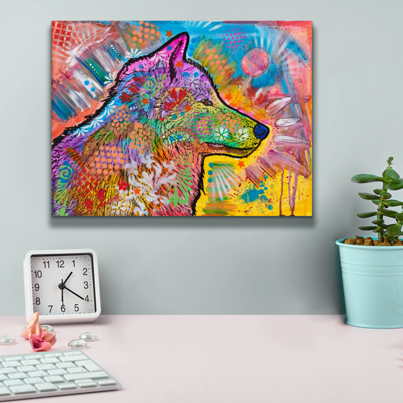 «Observer Wolf» par Dean Russo, H 12 po x l 16 po x P 0,75 po