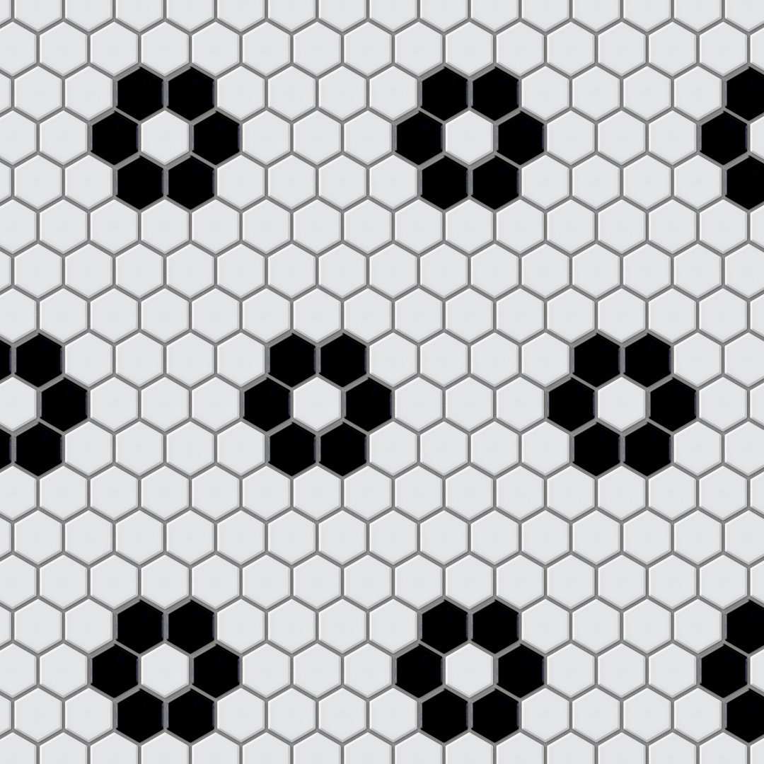 Metro 1" Hex Glossy White with Flower 10-1/4 in. x 11-7/8 in. Porcelain Mosaic Floor and Wall Tile Merola Tile