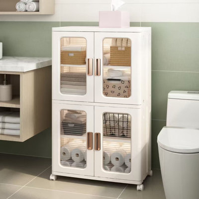 22.3in 2-layer plastic storage cabinet with partitions