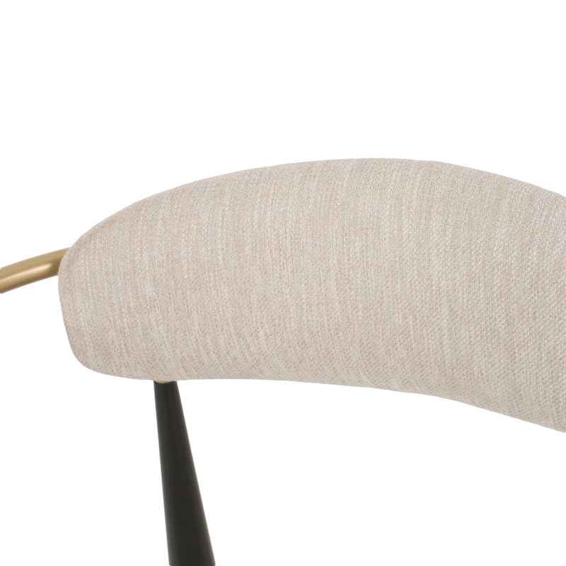 Nayalis Low Back Upholstered Dining Chairs, Black/Gold, Beige Fabric