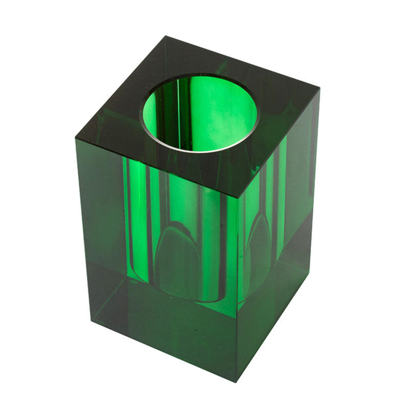 Huntingburg Glass Table Vase 1, 5.9" H x 3.9" W x 3.9" D, Green