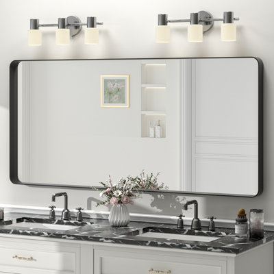 Miroir de salle de bain mural en verre trempé et métal Molly