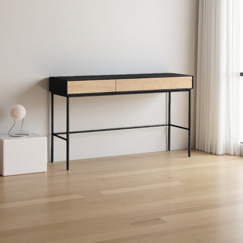 Bureau moderne avec pieds en acier et chêne, H 30,31 po x l 50 po x P 16,14 po