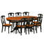 Ensemble de mobilier de salle à manger 9 pièces comprenant une table de cuisine ovale avec rallonge papillon et 8 chaises de salle à manger en similicuir, noir et cerise-124541370-124541374-124541373
