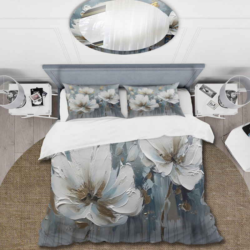 Ensemble de housse de couette en microfibre / polyester Daisy Symphony, Housse de couette pour très grand lit et 2 très