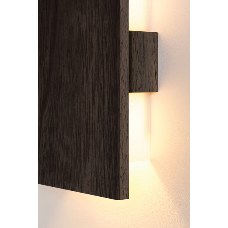 Tersus Solid Wood LED Flush Mounted Sconce, Brushed Aluminum, 2700K (Warm) 0-10V, Dark Stained Walnut