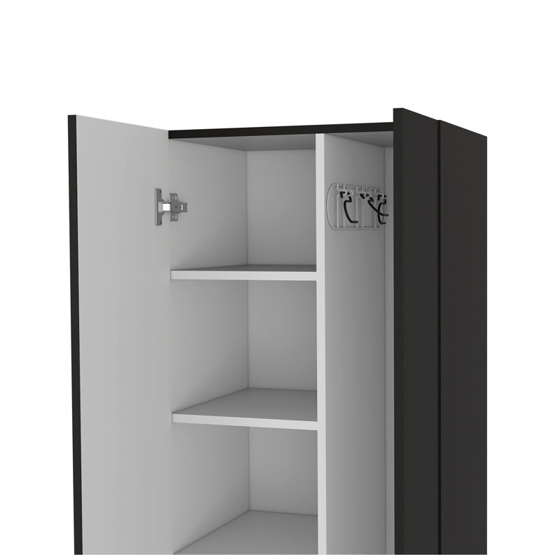 Armoire garde-robe à balconnet, cinq tablettes, Black