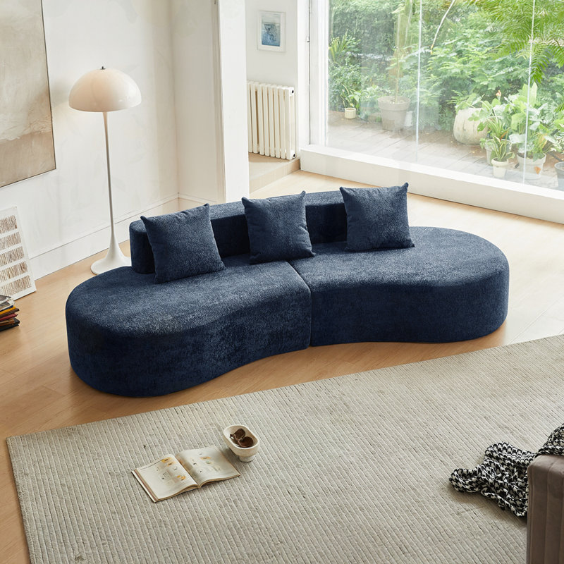 Canapé modulaire courbé 3 places, Bleu