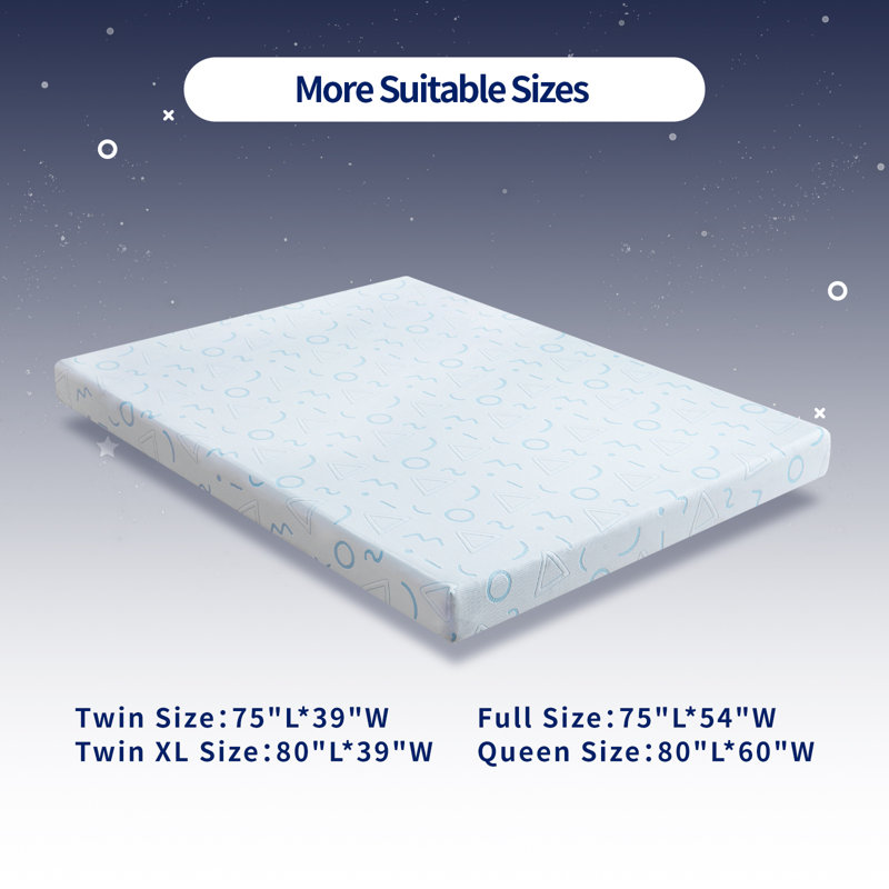 Matelas en mousse viscoélastique gélifiée Alwyn Home, Lit simple, 5"