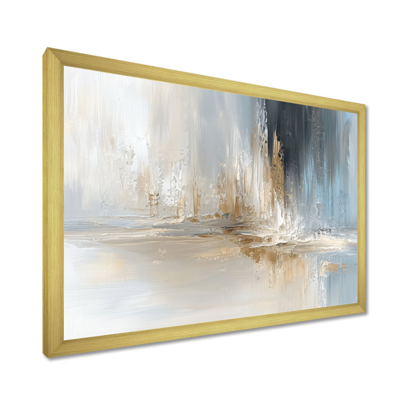 Gris, blanc, noir, blanc, écho, H 30 po x l 40 po, Reproduction encadrée d'une seule photo, Doré