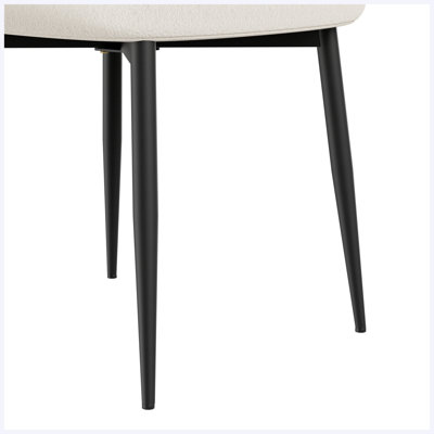 Ensemble de 2 chaises de ferme modernes, chaises de cuisine rembourrées avec dossier incurvé, rembourrage doux et pieds en métal, chaises d'appoint blanches et noires pour la salle à manger, la cuisine, le restaurant