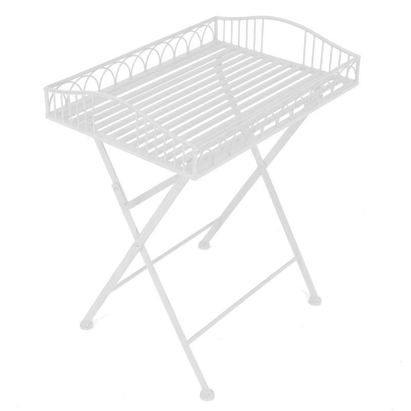 Elsmere Folding Iron Side Table, White