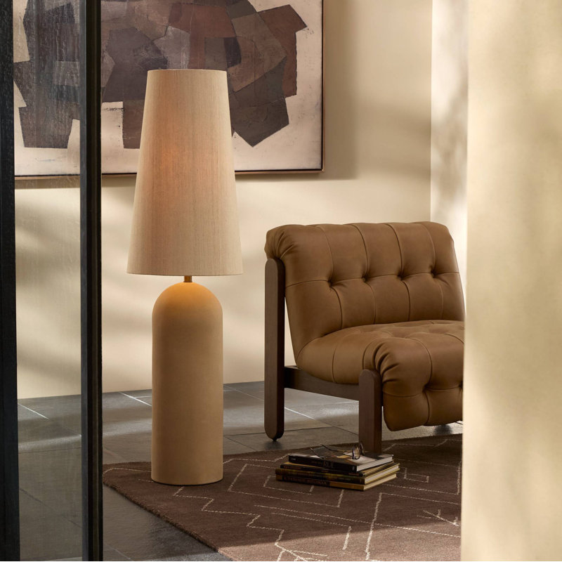 Posie Floor Lamp-Tan Speckled Ceramic
