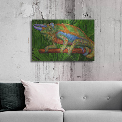  'Chameleon With Horns' by Tim Jeffs Metal Wall Art, 36" x 24"