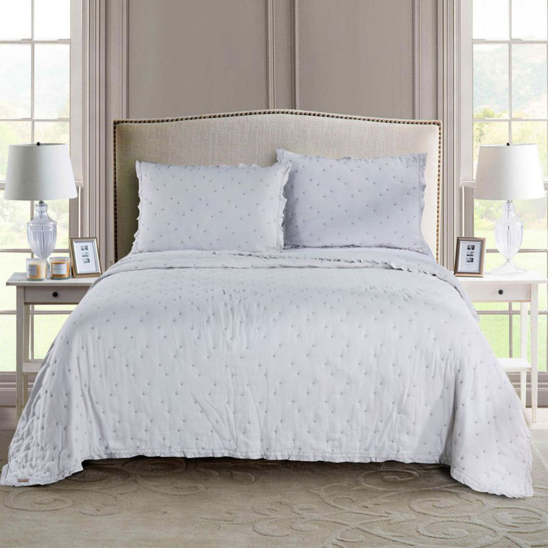Modern & Contemporary Cotton Blend Quilt, Gray, Queen