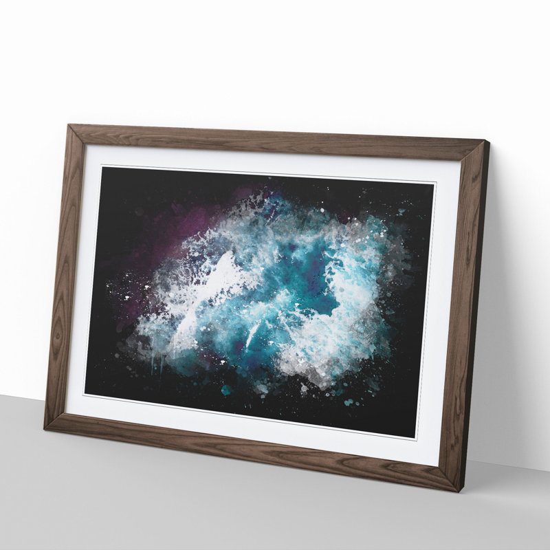 Ocean Waves in Wollongong Australia - Picture Frame Painting, 65cm H x 90cm W x 2cm D, Walnut Framed