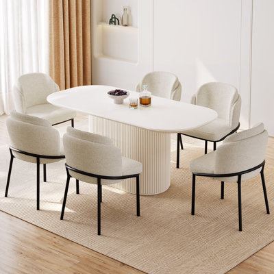 White Dining Table Set,Modern Dining Room Table With Chairs by Corrigan Studio