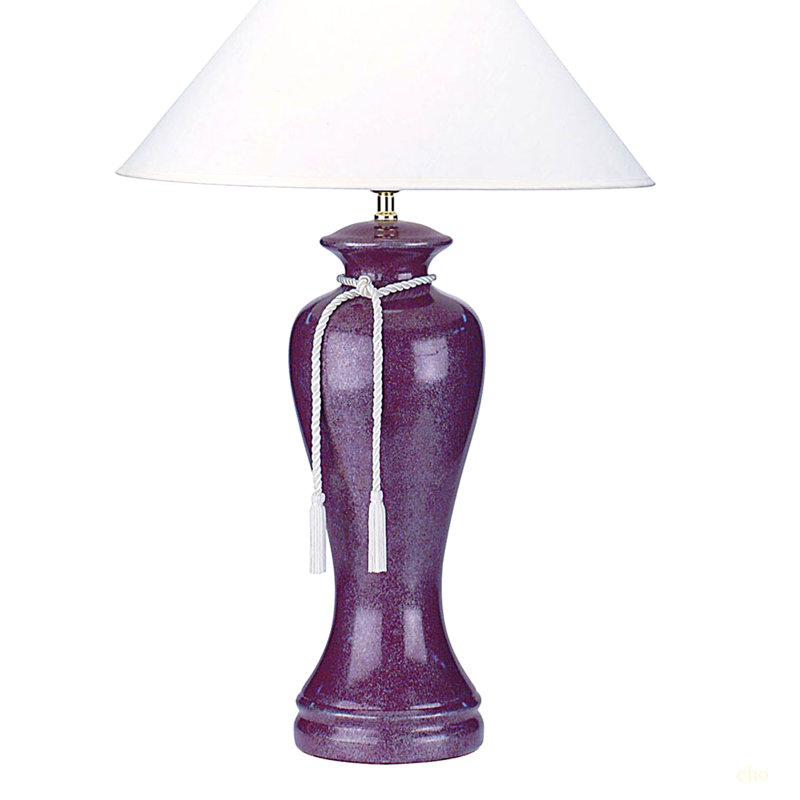 Lampe de table haute 35 po en céramique, design incurvé avec abat-jour en lin